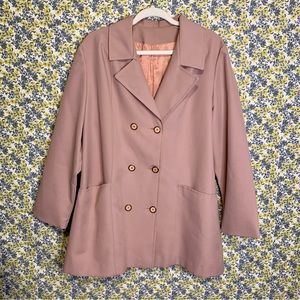 Vintage 80's Pastel Pink Union Made Double Breasted Pea Coat